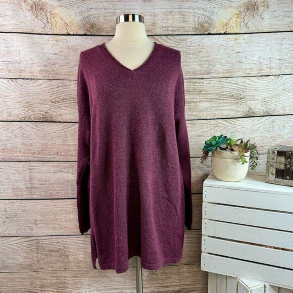 J. Jill Women's V-Neck Side Slit Pullover Sweater Purple Size S‎